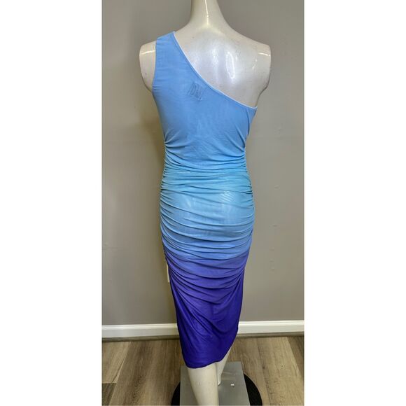 NWT Runaway The Label One Shoulder Ruched Sonny Midi Dress Ocean Small $99 - Picture 6 of 9